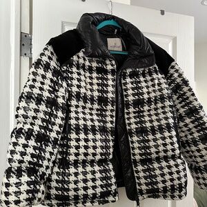 Moncler Erine Houndstooth Check Down Puffer Jacket